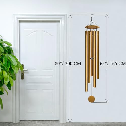 65" Extra Large Wind Chimes for Outside, Deep Tone Gold - Image 3