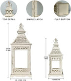 NEEDOMO Lanterns Decorative Outdoor & Indoor, Set of 2 Outdoor Lanterns for Porch,Large Square Candle Lantern, Beige Metal Frame with Glass for Fall, Christmas - Image 5
