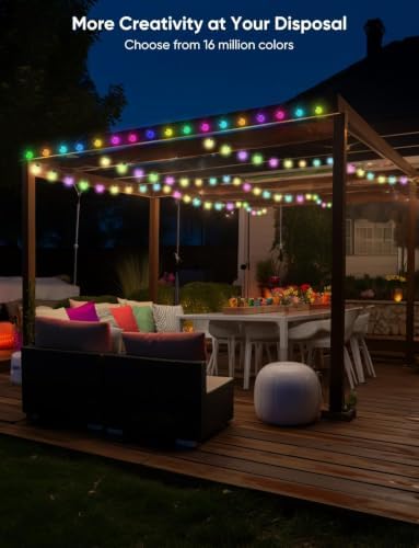 50ft RGB Outdoor String Lights Waterproof with 25 LED Dimmable Bulbs - Image 5