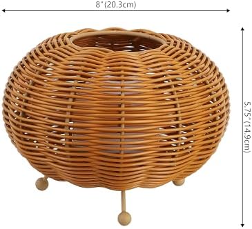 JONATHAN Y Kairi 5.75" Faux Rattan Cordless Lantern, Light Brown, Set of 2 - Image 4