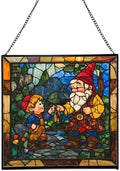 Gnome with Legacy Teaching Stained Glass Suncatcher – Square Hanging Window Panel for Home, Garden, Nursery, Halloween, Christmas, Memorial Day – Whimsical Glass Art Gift for Gnome Lovers zr8rrc by Custom