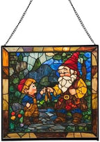 Gnome with Legacy Teaching Stained Glass Suncatcher – Square Hanging Window Panel for Home, Garden, Nursery, Halloween, Christmas, Memorial Day – Whimsical Glass Art Gift for Gnome Lovers zr8rrc by Custom