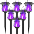 Dynaming 6 Pack Solar Flame Torch Lights Outdoor, Dual Use Flickering Purple Flame Garden Light, Hanging Lantern, Auto On/Off & Waterproof Halloween Lighting for Lawn Patio Yard Walkway Driveway by Dynaming