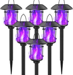 Dynaming 6 Pack Solar Flame Torch Lights Outdoor, Dual Use Flickering Purple Flame Garden Light, Hanging Lantern, Auto On/Off & Waterproof Halloween Lighting for Lawn Patio Yard Walkway Driveway by Dynaming