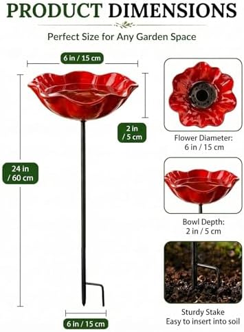 Handmade Flower Garden Stake Decorative,Metal Bee Watering Station Bird Bath Bowl,Mini Small Grace Outdoor Butterfly Pollinator Water Features Sculptures and Decor Wildflower Wildflower for Outside - Image 2