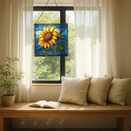 Sunflower Climb Gnome Stained Glass Suncatcher – Square Hanging Window Panel for Home or Greenhouse – Whimsical Glass Art Gift for Garden Lovers, Christmas, Halloween, Father Days 6Bzlqz - Image 7