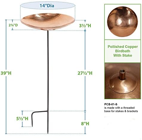 Polished Copper Birdbath with Stake - Image 3
