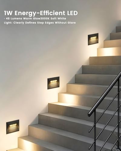 4 Pack Outdoor Step Lights, 1W 48LM LED Aluminum Low Voltage Landscape Lighting with Patent Connector, 3000K Warm White IP65 Waterproof Low Voltage Deck Lights, ETL, UL, CSA Listed - Image 2