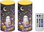 Floral Pumpkin Ghost Battery Operated Candles with Timers Halloween Flameless Candles with Remote LED Real Wax Relistic Lights for Trick or Treat Party Banquet Decoration by Merkmak