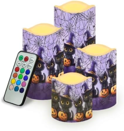Witch Kitten Battery Operated Candles Set of 4 by Uorisanigo
