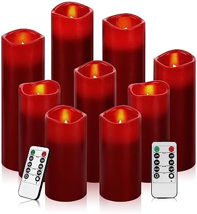 Vinkor Flameless Candles (Burgundy Set of 9) by Vinkor