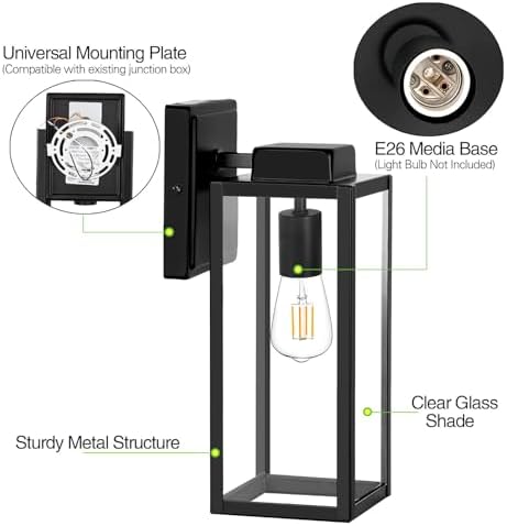 hykolity Large Size Outdoor Wall Lights,16 Inch Wall Lantern - Image 3