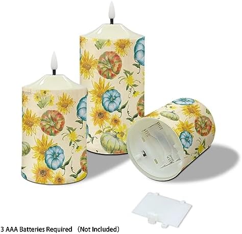Cozeyat LED Candles Flameless Votive Candles 3 Packs, Autumn Sunflower Pumpkin Pattern Electric Candles with Remote Battery Operated Outdoor Flickering Candles Bulk Home Decorations Tealights - Image 3
