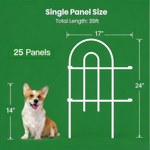 AMAGABELI 25 Panels 24in(H)×35ft(L) Decorative Garden Fence No Dig Rustproof Metal Pre-Linking Fence Panels Garden Edging Border Animal Barrier Fencing for Flower Beds Yard Patio Outdoor Decor White - Image 6