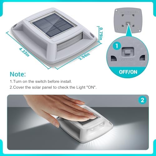 Solar Driveway Lights Outdoor 16 Pack, IP68 Waterproof Dock Lights, White - Image 5