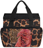 Leopard Rose Garden Tool Bag, Garden Tote Storage Bag with 10 Pockets, Indoor and Outdoor Leopard Print Gardening Tool Organizer for Women Men - Image 2