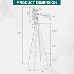 8FT Garden Windmill, Metal Yard Decor with Weather Vane, White - Image 5
