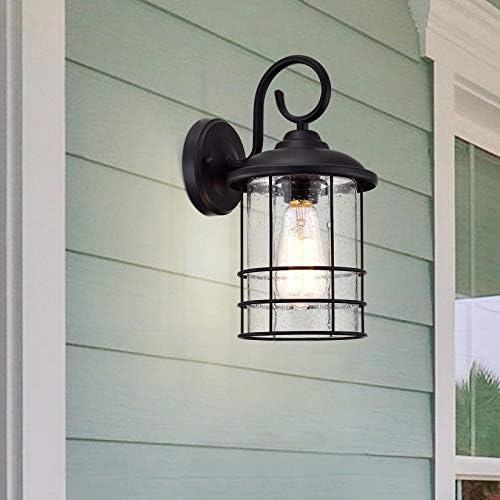 MICSIU Matte Black Outdoor Wall Lantern 2-Pack Rustic Farmhouse 12.25" - Image 3