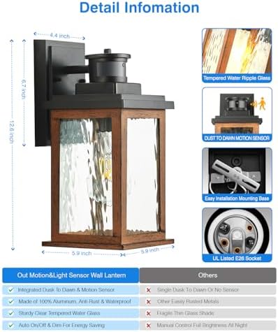 VIANIS Motion Sensor Outdoor Light, Dusk to Dawn Outdoor Lighting for House - Image 6