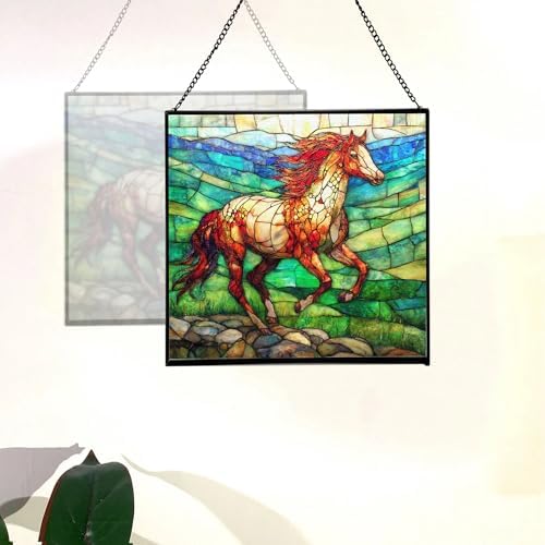 Roan Appaloosa Horse Walking Across Stony Ridge Square Suncatcher – Stained Glass Style Window Panel with Pastoral Scene, Custom Decorative Hanging Art for Equestrian Home, Christmas kdIaAx - Image 4
