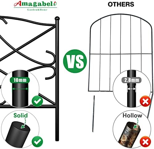 AMAGABELI GARDEN & HOME 5 Panels 32in(H)×10ft(L) Decorative Garden Fences and Borders for Dogs Rustproof Metal No Dig Fence Panels Garden Edging Border for Animal Barrier Flower Beds Yard Patio - Image 3