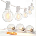 25FT G40 LED White Outdoor String Lights with 25 Plastic Shatterproof Bulbs by SUNSGNE