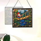 Gnome with Rope Bridge Stained Glass Suncatcher – Square Hanging Window Panel for Home, Garden, Nursery, Halloween, Christmas, Memorial Day – Whimsical Glass Art Gift for Gnome Lovers s5xfyb - Image 4