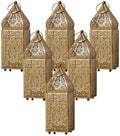 Serene Spaces Living Moroccan Lightweight Thin Gold Ornate Candle Lantern, Antique Gold Lantern, Decorative Candle Holders, Indian Wedding, Eid, Ramadan, 2.75" Diameter & 8.5" Tall, Pack of 6 by SereneSpacesLiving