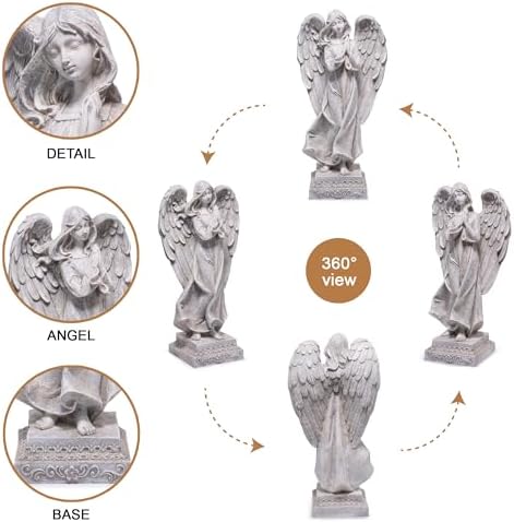 basen Praying Angel Garden Statue, Outdoor Memorial Decor for Cemetery - Image 5