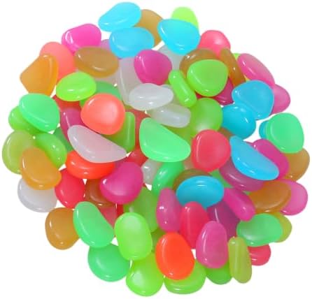 500pcs Glow in Dark Resin Pebbles for Pathways and Gardens by Didiseaon