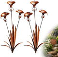 Flamed Copper Three Calla Lilies Garden Stake with Bells, 24 Inch Metal Flower Yard Art Decor, Handmade Rain Catcher Sculpture, Rustic Wind Chime Ornament for Patio Lawn Backyard Gift Idea by Unknown