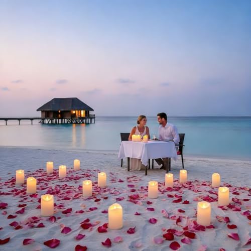 Artmarry Flameless Candles Outdoor Indoor Pillars Battery Operated Flickering Candles Include 10-Key Remote Timer 400+ Hours by 2 AA Batteries (White Candle - Warm Light, 3" D x 4"|5"|6" H - 24 Pack) - Image 3