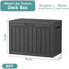 45 Gallon Waterproof Resin Deck Box, UV Resistant Outdoor Storage for Garden, Patio, Porch, Delivery, Striped Black - Image 2