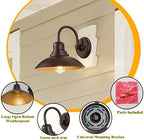 2 Pack Bronze Vanity Barn Lights, Farmhouse Gooseneck Wall Sconce with E26 Socket, Round Outdoor/Indoor Metal Light Fixtures for Bathroom, Bedroom, Porch, Entryway, and Garage - Image 5