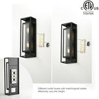 mirrea 24" Modern Outdoor Porch Wall Light, Matte Black, 2 Pack - Image 3
