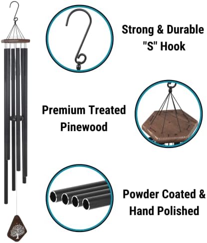 The Wind Chime CO Memorial 55” Deep Tone Large Wind Chime, Sympathy Wind Chimes Gift for The Loss of A Loved one, Memorial Wind Chimes for Outside Decoration, Soothing Melodic Tones with Mute Option. - Image 3