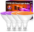 Fulighture Orange and Purple Flood Light Bulbs Outdoor 4 Pack,PAR38 Bulbs by Fulighture