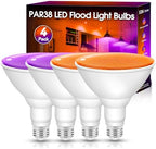 Fulighture Orange and Purple Flood Light Bulbs Outdoor 4 Pack,PAR38 Bulbs by Fulighture