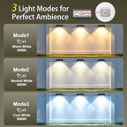 Solar Fence Lights Outdoor,18-20H,3000/4000/6000K 3 Mode,Warm White,8 Pack - Image 2