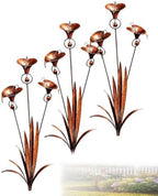 Copper Flamed Three Calla Lilies Garden Stake with Bells, Decorative Metal Stakes 24 Inch Handmade Whimsical Flower Rain Catcherflower Yard Art Decor Chime Rustic Yards Ornament Gift(3pcs) by Unknown
