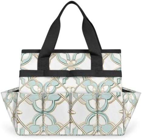 Flower Texture Garden Tool Bag Tote for Men Women Multiple Pockets Wide Mouth Heavy Duty Waterproof Tool Organizer Bag for Outdoor Lawn Yard Portable Gardening Storage With Elasticbands - Image 7