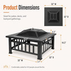 4-in-1 Outdoor Fire Pit Grill Table,Metal Firepits for Outside (32") - Image 2