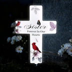 Solar Cross Light, Sister Grave Decorations for Cemetery Memorial by MoonWinks