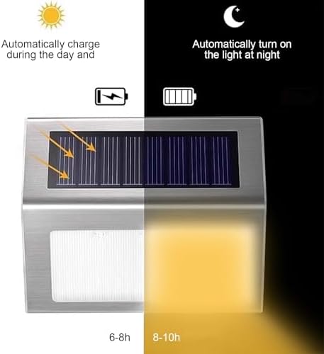 Solar Led Step Lights - Waterproof Stainless Steel Outdoor Deck Lights for Stairs, Pathways, and Fences - Bright, and Easy to Install B (Warm Light) 2 PCS - Image 4