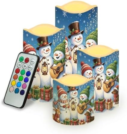 Christmas Snowman Flameless Battery Operated Candles Set of 4 by Uorisanigo