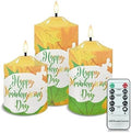 Cozeyat Flickering Flameless Electric Candles with Remote 3 Pieces, Autumn Maple Leaf Print LED Candles Battery Operated, Realistic Wax Pillar Tealights for Thanksgiving Day Decor by Cozeyat