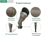 Lumina Lighting® 4W Landscape lighting 12V Landscape Lights Low Voltage Landscape Spotlights Warm White Waterproof Outdoor Replaceable LED Bulb for Garden, Lawn, Porch, Patio and Yard (Bronze, 2-Pack) - Image 4