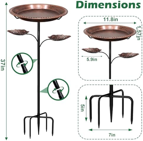 Bird Bath for Outside,2-in-1 Detachable Bird Feeder,Antique Bronze - Image 3