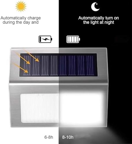 Solar Led Step Lights - Waterproof Stainless Steel Outdoor Deck Lights for Stairs, Pathways, and Fences - Bright, and Easy to Install A (Cold Light) 2 PCS - Image 4