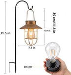 Solar Lantern with Shepherd's Hook,Garden Hanging Vintage Bulb Lantern Lamp - Image 6